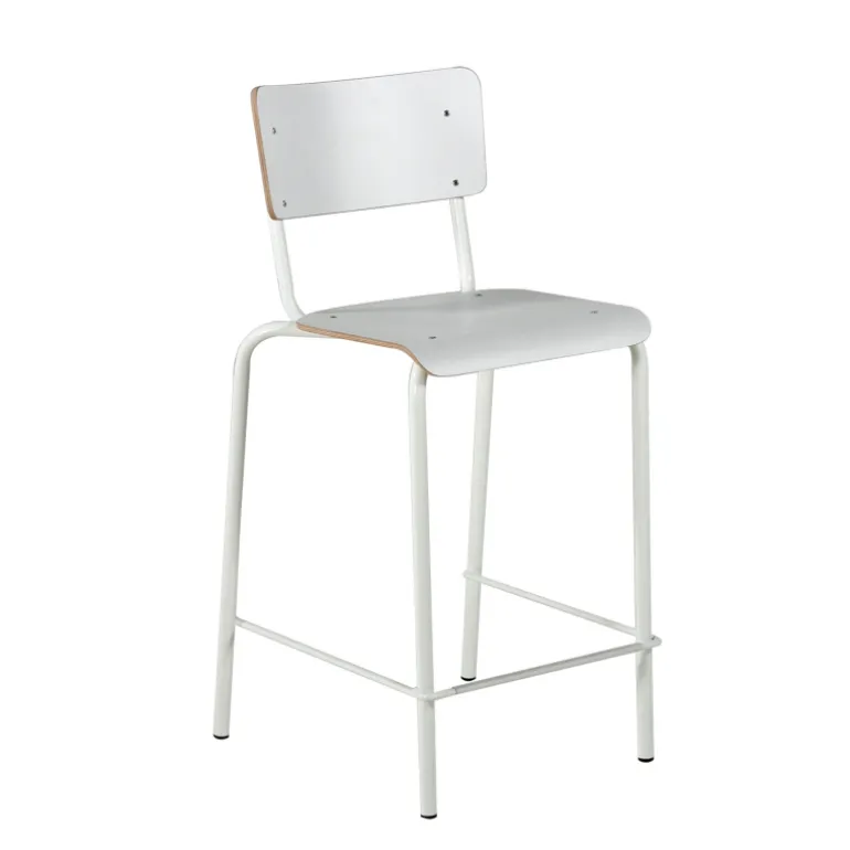 Collège Tabouret snack vintage avec dossier en bois et métal