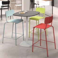 Collège Tabouret snack vintage avec dossier en bois et métal