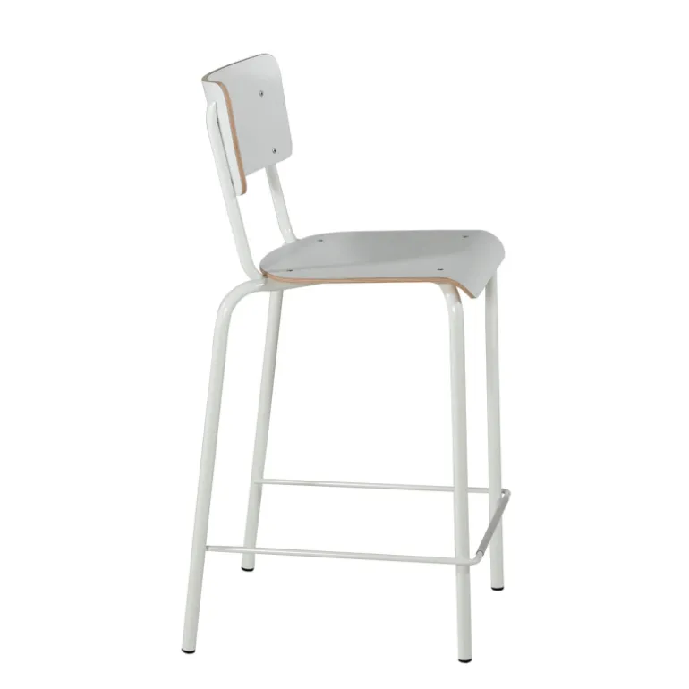 Collège Tabouret snack vintage avec dossier en bois et métal