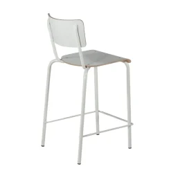 Collège Tabouret snack vintage avec dossier en bois et métal