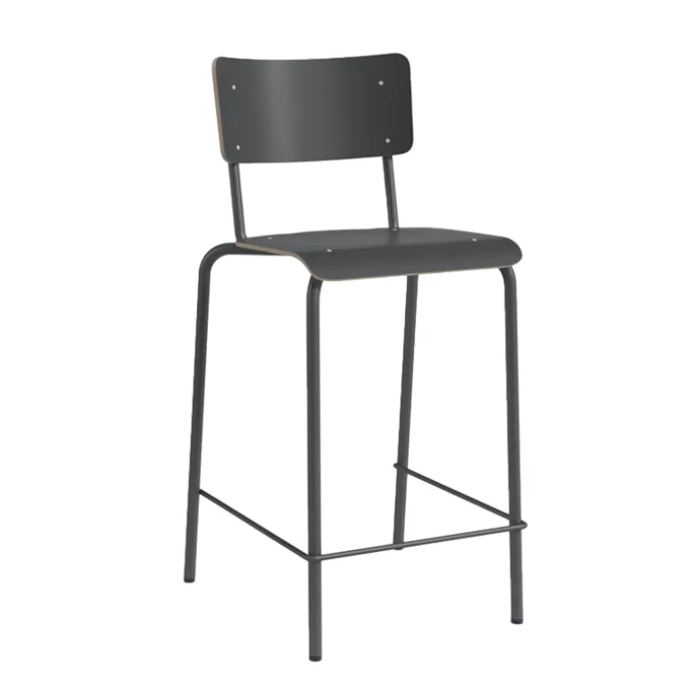 Collège Tabouret snack vintage avec dossier en bois et métal