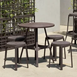 Combo Table de jardin ronde recyclée