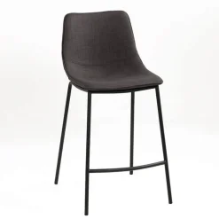 CoqueTabouret snack coque en tissu gris et pieds en métal noir
