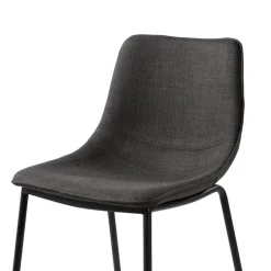 CoqueTabouret snack coque en tissu gris et pieds en métal noir