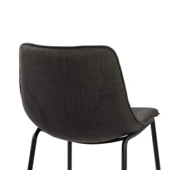 CoqueTabouret snack coque en tissu gris et pieds en métal noir