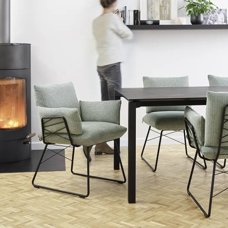 Cosy Mobitec® Fauteuil design confortable assise en tissu et pieds en métal