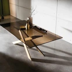 Cross Sovet® Table de salle à manger design en verre et métal