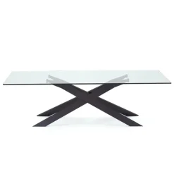 Cross Sovet® Table de salle à manger design en verre et métal