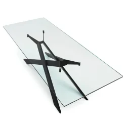 Cross Sovet® Table de salle à manger design en verre et métal