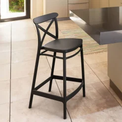 Cross Tabouret snack moderne en polypropylène avec dossier