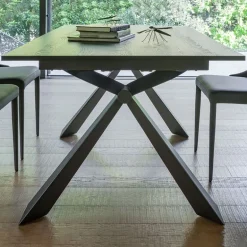 Delta Table design italienne extensible en mélaminé et pieds en X