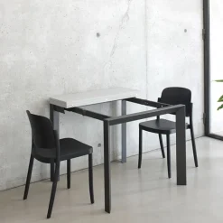 Domino Console extensible en mélaminé et pieds en métal