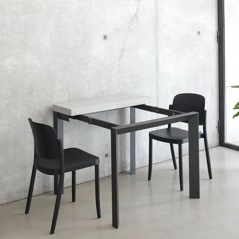 Domino Console extensible en mélaminé et pieds en métal