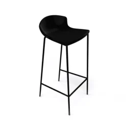 Easy Tabouret empilable snack avec coque en technopolymère noir et pieds en métal noir