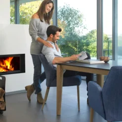 EnoraMobitec® Fauteuil cocooning en tissu et pieds en bois