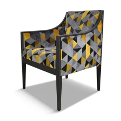 Ethan Fauteuil Art déco en bois et en tissu fabriqué en France