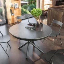 Fahrenheit Super Table ronde extensible design en céramique et pieds mikado