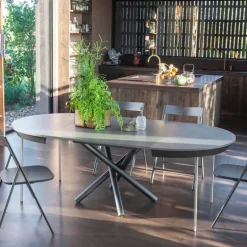 Fahrenheit Super Table ronde extensible design en céramique et pieds mikado