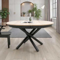 Fahrenheit Table ronde extensible design en mélaminé et pied mikado