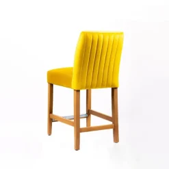 Fritz line Tabouret snack avec dos matelassé en tissu et pieds en bois