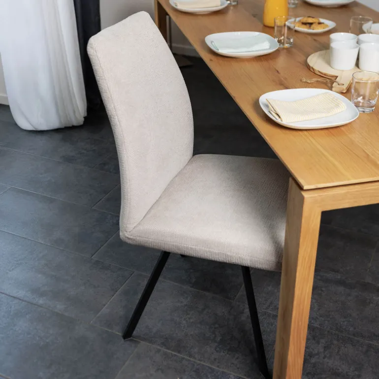 Gabin Chaise confortable en tissu avec dossier inclinable et pieds en métal