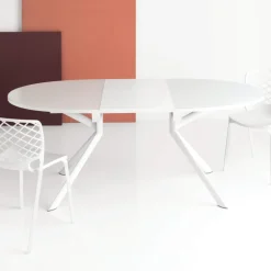 Giove Table ronde extensible en verre blanc
