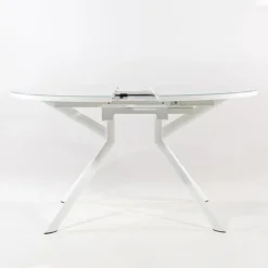 Giove Table ronde extensible en verre blanc