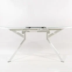 Giove Table ronde extensible en verre blanc