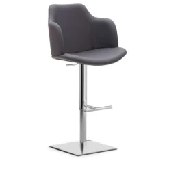 Glamour P Tabouret pivotant et réglable en hauteur avec accoudoirs et pied chromé