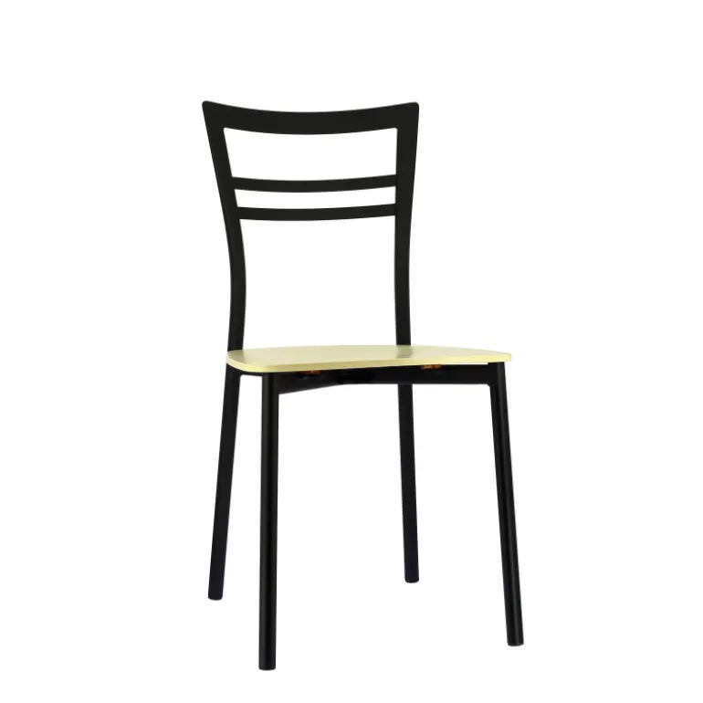 Go Connubia® Chaise contemporaine en métal et assise multiplis bois