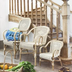 Grand père MarcelFauteuil dossier haut en rotin vintage