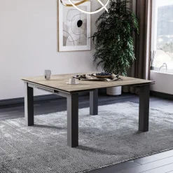 HectorTable carrée extensible en céramique design avec pieds en métal