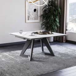 HectorTable carrée extensible en céramique design avec pieds en métal