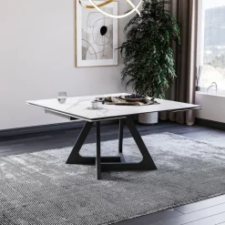 HectorTable carrée extensible en céramique design avec pieds en métal