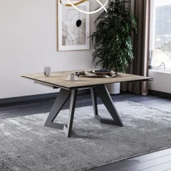 HectorTable carrée extensible en céramique design avec pieds en métal