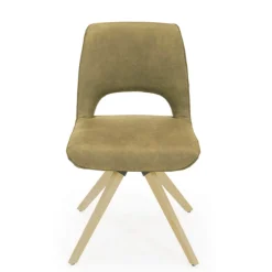 Hortense Chaise cocooning en tissu avec pieds en bois massif