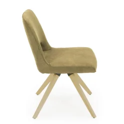 Hortense Chaise cocooning en tissu avec pieds en bois massif