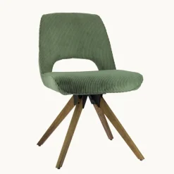 Hortense Chaise cocooning en tissu avec pieds en bois massif