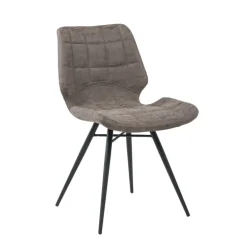 IberisChaise design rembourrée inspiration vintage avec pieds en métal noir