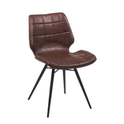 IberisChaise design rembourrée inspiration vintage avec pieds en métal noir