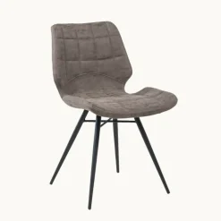 IberisChaise design rembourrée inspiration vintage avec pieds en métal noir