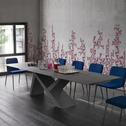 Ikarus Table design extensible en céramique et bois laqué