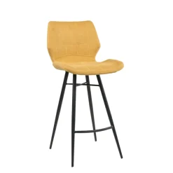 ImpiaTabouret design coque matelassée en tissu et pieds en métal noir