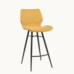 ImpiaTabouret design coque matelassée en tissu et pieds en métal noir