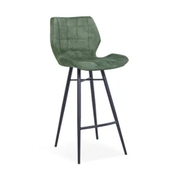 ImpiaTabouret design coque matelassée en velours et pieds en métal noir