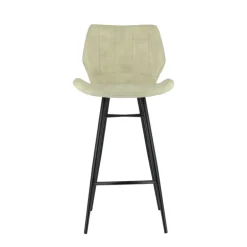 ImpiaTabouret design coque matelassée en velours et pieds en métal noir