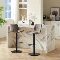 IndicaTabouret tournant et réglable coque matelassée en simili avec pied en métal noir