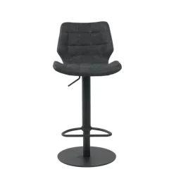 IndicaTabouret tournant et réglable coque matelassée en simili avec pied en métal noir