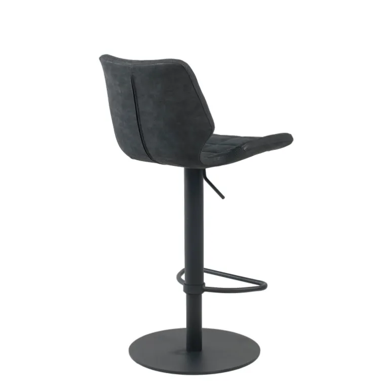 IndicaTabouret tournant et réglable coque matelassée en simili avec pied en métal noir