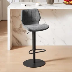 IndicaTabouret tournant et réglable coque en tissu avec pied en métal noir